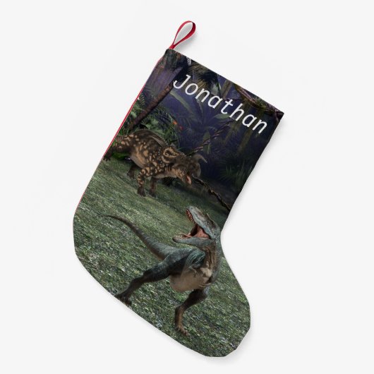 Dinosaurs Tyrannosaurus T-rex Oerwoud Kleine Kerstsok (Voorkant (Hangend))
