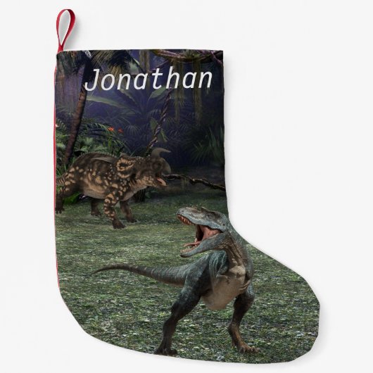 Dinosaurs Tyrannosaurus T-rex Oerwoud Kleine Kerstsok (Voorkant)