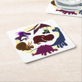 Dinosaurs Vierkante Kartonnen Onderzetter (Schuin)