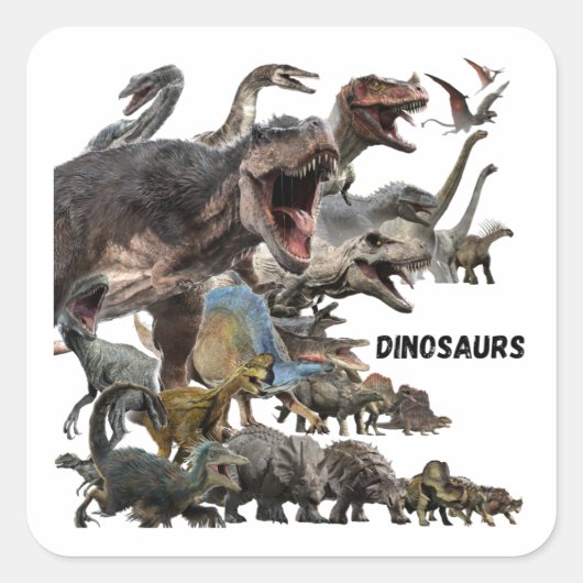Dinosaurs vierkante sticker (Voorkant)
