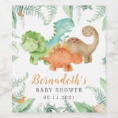 Dinosaurs Wilde Baby shower Wijn Etiket (Enkel label)