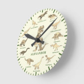 Dinosaurs with names Personalized Ronde Klok (Hoek)
