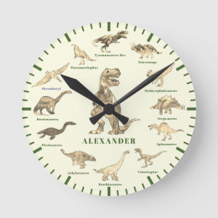 Dinosaurs with names Personalized Ronde Klok