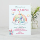 Dinosaurus 1e Verjaardag Kleurrijke Schattige Kaart (Staand voorkant)