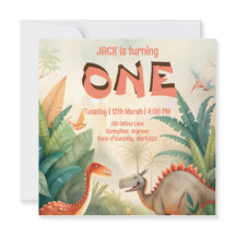 Dinosaurus 1e verjaardag oerwoud waterverf