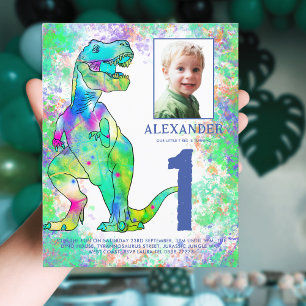 Dinosaurus 1e verjaardagsfeestje foto aquarel