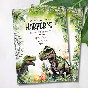 Dinosaurus 1e verjaardagsuitnodiging, Wilde Dinosa Kaart