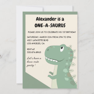 Dinosaurus 1e verjaardagsuitnodigingen 1 jaar oude kaart