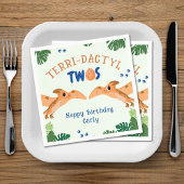 Dinosaurus 2e verjaardag Grappige Groene Pterodact Servet