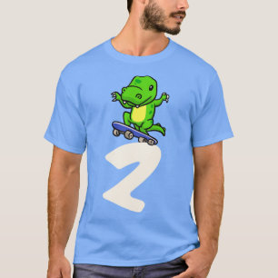 Dinosaurus 2e Verjaardag Skateboard Kinder Jongens T-shirt