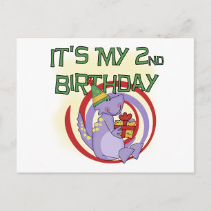 Dinosaurus 2e verjaardag Tshirts en geschenken Briefkaart