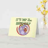 Dinosaurus 2e verjaardag Tshirts en geschenken Kaart (Gele Bloem)