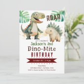 Dinosaurus 2e Verjaardag Waterverf Kaart (Staand voorkant)