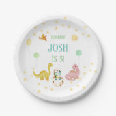 Dinosaurus 3e Verjaardag Kinder Papieren Bordje (Voorkant)