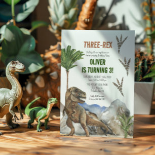 Dinosaurus 3e verjaardag Party uitnodiging