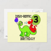 Dinosaurus 3e verjaardag Tshirts en geschenken Briefkaart (Voorkant / Achterkant)