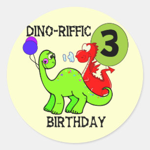 Dinosaurus 3e verjaardag Tshirts en geschenken Ronde Sticker