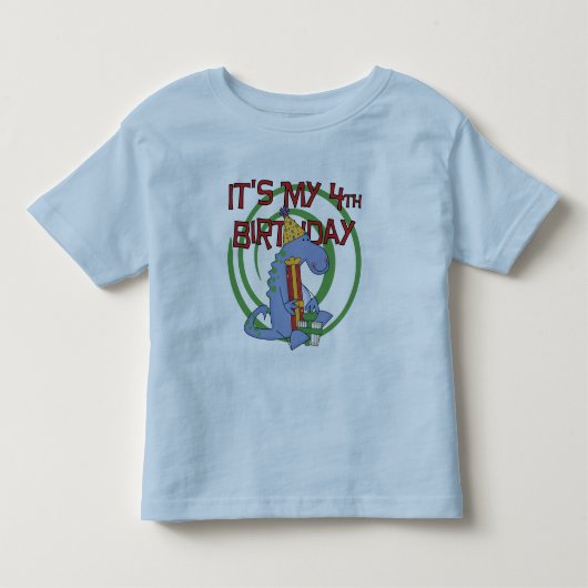 Dinosaurus 4e verjaardag T-shirts en geschenken (Voorkant)