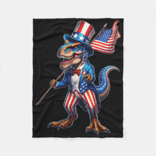 Dinosaurus 4th of July T-rex USA Patriotic America Fleece Deken