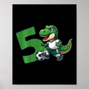 Dinosaurus 5 Jaar Voetbal 5e Verjaardag Poster