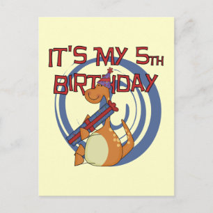 Dinosaurus 5e verjaardag Tshirts en geschenken Briefkaart