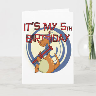 Dinosaurus 5e verjaardag Tshirts en geschenken Kaart