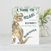 Dinosaurus 5e verjaardagsfeestje dank je bedankkaart (Staand voorkant)