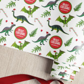 Dinosaurus Aangepaste Naam Kerstmis Cadeaupapier