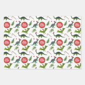 Dinosaurus Aangepaste Naam Kerstmis Inpakpapier Vel (Voorkant 3)