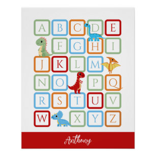 Dinosaurus Alfabet rode monogram Perfect Poster