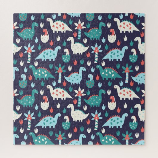 Dinosaurus Avontuur Naadloos Ontwerp Legpuzzel (Verticaal)