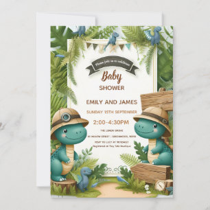 Dinosaurus Baby Jongen Shower Bewerkbare Kaart voo