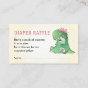 Dinosaurus Baby Meisje Douche Luier Raffle Ticket Informatiekaartje