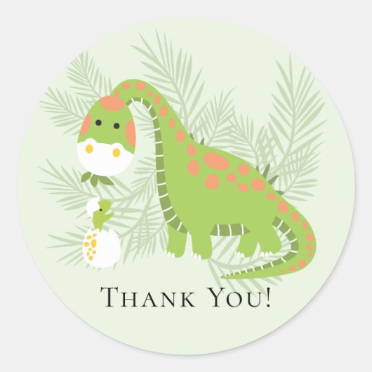 Dinosaurus Baby shower Dank u voor Sticker (Voorkant)
