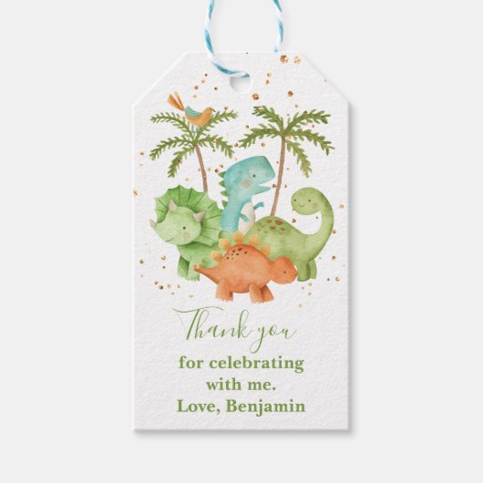 Dinosaurus Baby shower I Birthday Cadeaulabel (Voorkant)