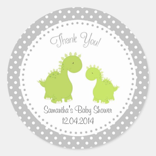 Dinosaurus Baby shower Sticker Groen (Voorkant)