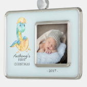 Dinosaurus Baby's 1e Kerstmis Foto Ornament (Links)