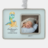 Dinosaurus Baby's 1e Kerstmis Foto Ornament (Voorkant)