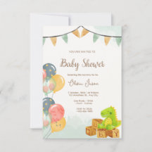 Dinosaurus babyshower uitnodiging | Groen & Geel