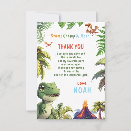Dinosaurus bedankkaart (Voorkant)