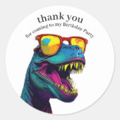 Dinosaurus Blauw Gefeliciteerd Dank je wel Ronde Sticker (Voorkant)