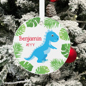 Dinosaurus Blauw T-Rex Foto Keepsake Kerstmis Ornament
