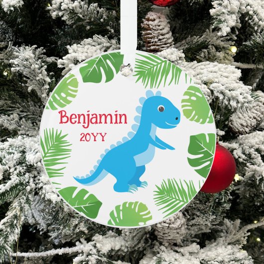 Dinosaurus Blauw T-Rex Foto Keepsake Kerstmis Ornament