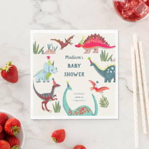 Dinosaurus blauwe baby shower feestje servet