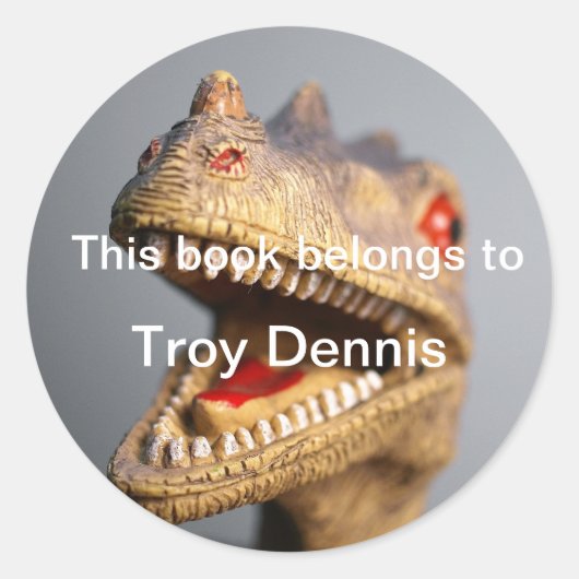 Dinosaurus boekenplaat ronde sticker (Voorkant)