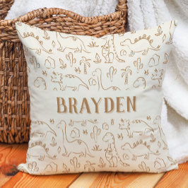 Dinosaurus Boho Jongensnaam Dino Schattig Beige Br Kussen