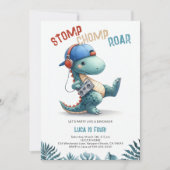 Dinosaurus Boom Box Stomp Chomp Roar Boy Verjaarda Kaart (Voorkant)