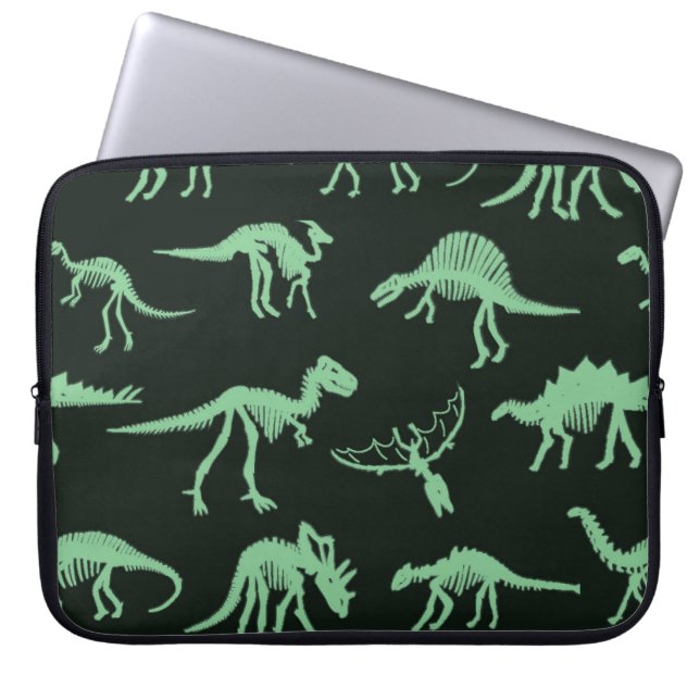 Dinosaurus Botten  silhouet illustratie. Laptop Sleeve (Voorkant)