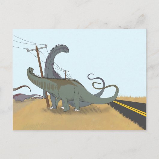 Dinosaurus briefkaart - Diplodocus shoving match (Voorkant)