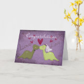 Dinosaurus bruiloft Kaart (Gele Bloem)